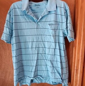 St. John's Bay Light Blue Polo with Navy Stripes